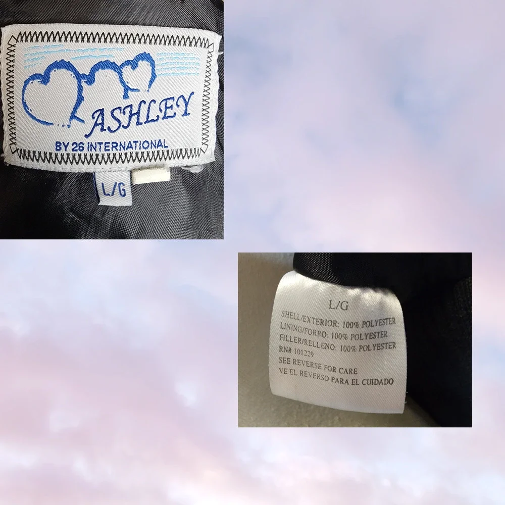 Y2k Vtg Ashley International Black Zip Grunge Puffer Ribbed Knit Sleeve Jacket L - Picture 5 of 5